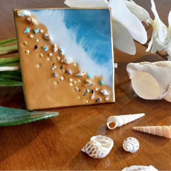 Beach Tile Wall Decor Epoxy Resin - Picture 2 of 5
